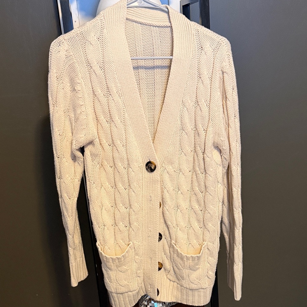 Amazon Cream Cable Knit Cardigan